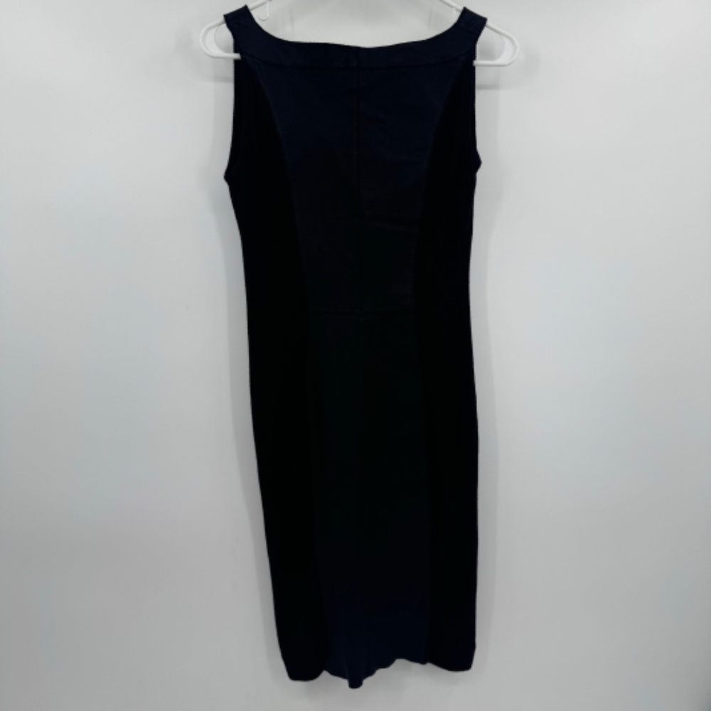 Barneys New York Dress Women 6 Black Leather Panels Sleeveless Bodycon Mini - Picture 5 of 12